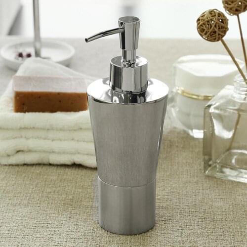 Stainless Steel Press Type Liquid Soap Lotion Dispenser Bottle Bathroom Hotel Container