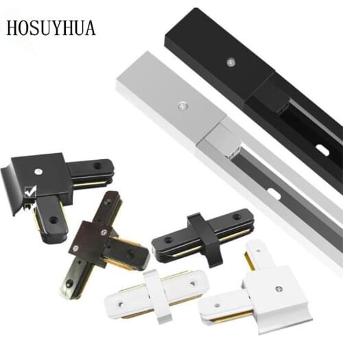 1m 2 Wires Aluminum Track Rails Black White Track/Connector For COB Track Spotlights Ceiling Spots Lamps Track Lighting Fixture