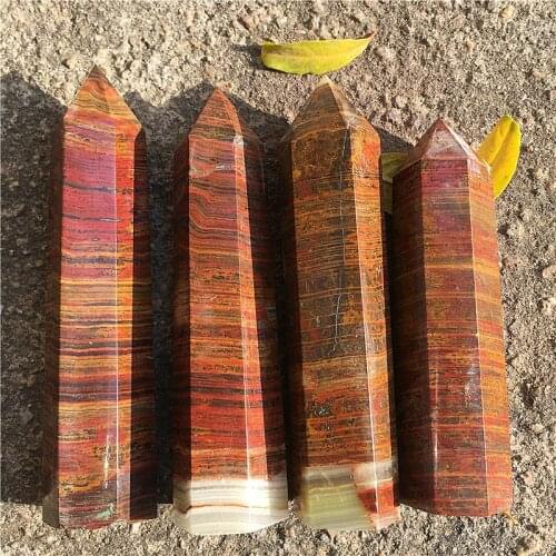 1Pcs Natural unique gemstone wand energy Crystal quartz stones Afghanistan Red silk jade wand point crystal healing stones Gift