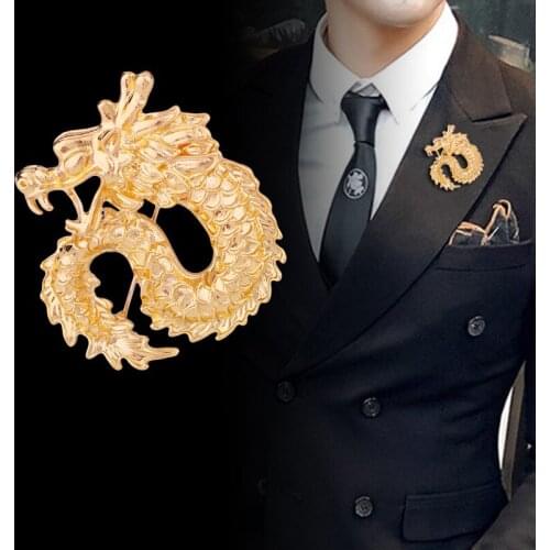 1PC Vintage Dragon Brooches Mens Suit Pin Animal Brooch Pin for Men Womens Cloth Jewelry Decoration Party Gift