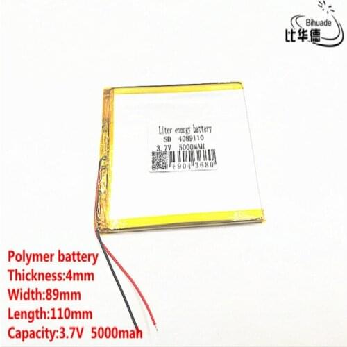 10pcs/lot 3.7V,5000mAH 4089110 (polymer lithium ion battery) Li-ion battery for tablet pc 7 inch 8 inch 9inch tablet PC MID