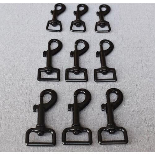 100 Pcs/Pack 15mm 20mm 25mm Black Webbing Metal Carabiners Clasp Eyelets Clip Loop Snap Hook For Cord Dog Pet Leash Harness Bag