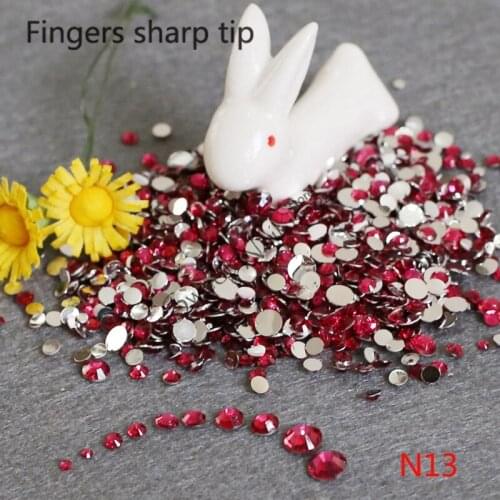 1000pcs SS6-SS30 Mixed Size charming beautiful Dark Rose 14 facet round diamond sparkling acrylic nail art decoration N13