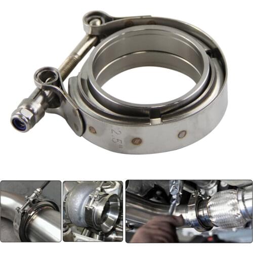 2.5" V-Band 2 Flange & Clamp Connection Kit For Turbo Exhaust Downpipe 63.5mm