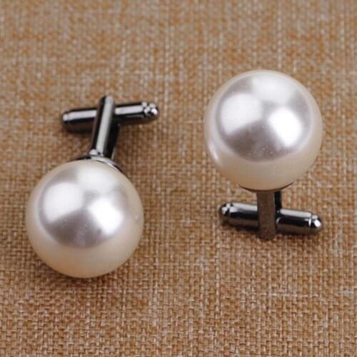 2Pcs Fashion Unisex Pearl Cufflinks Shirt Sleeve Buttons Clothes Accessory Gift Gold High Quality Luxury Mens Shirt Cufflinks
