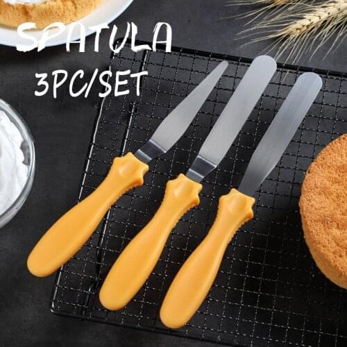 3pcs/set Stainless Steel Butter Cake Cream Knife Spatula for Cake Bread Smoother Icing Frosting Spreader Fondant Pastry Cake