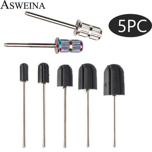 5pcs Rubber Sanding Bands 5*11 7*13 10*15 13*19 16*25mm Nail Drill Block Caps Cutters Bits for Manicure Pedicure