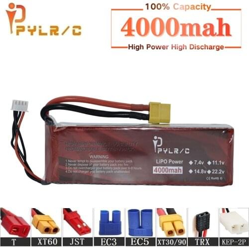 High Rate 7.4v 4000mAh Lipo Battery For RC Helicopter Parts 2s Lithium battery 7.4v 35C RC Cars Airplanes Drones Battery T/XT60