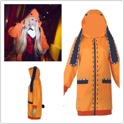 Anime Lovely Girl Costumes Cosplay Hoodie Jacket Kakegurui Yumeko Orange Girl Halloween Dress Coat Jk Uniform Hoodie