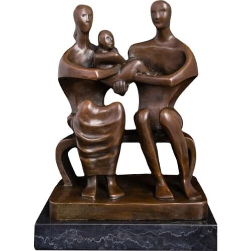 ArtsHom DS-476 Bronze Abstract Family Love Statue Sculpture Modern Metal Artwork Figurines Fathers Mothers Day Gifts Home Deco