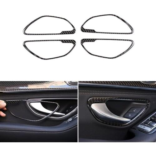 Real Carbon Fiber Car Styling Door Handle Frame Cover Trim For Mercedes Benz C Class W205 GLC X253 2016 2017 2018