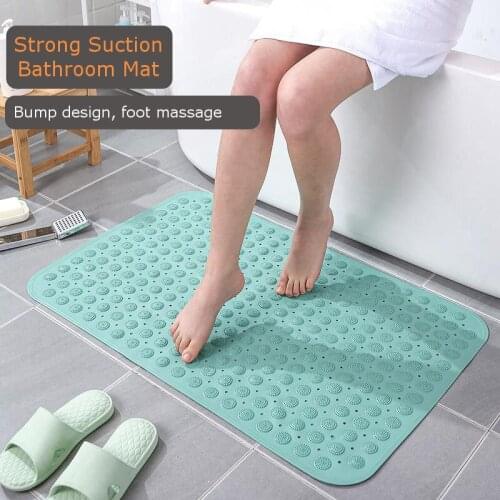 Large Rectangle PVC Anti-Slip Bath Mats with Drain Hole Massage Round in Middle for Shower Stall,Bathroom Floor