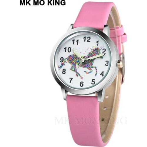 New 3D Cartoon Unicorn Crystal Leather Kids Watch Time Girls Boys Kids Quartz Cool Sport Wristwatch Gifts Clock Relojes