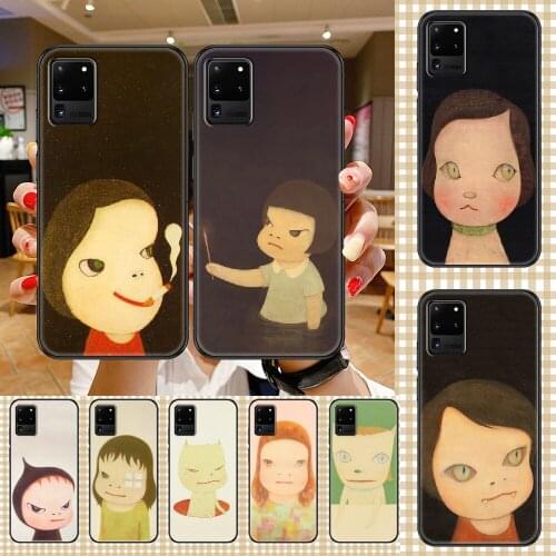 Art Girl Yoshitomo Nara Phone case For Samsung Galaxy Note 4 8 9 10 20 S8 S9 S10 S10E S20 Plus UITRA Ultra black pretty