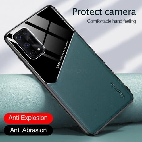 Realmi gt case leather texture car magnetic holder phone cover for realme gt neo 5g realmegt 6.43'' soft silicone bumepr shell
