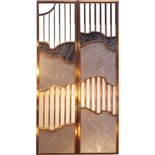 Stainless steel screen living room Xuanguan home screen partition new Chinese metal