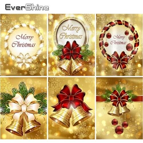 Evershine Diamond Embroidery Christmas Bells Diamond Painting Cartoon Cross Stitch Picture Of Rhinestones Beaded Handmade Gift