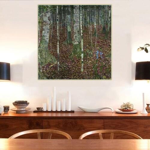 Holover Gustav Klimt"The Birch Wood"Canvas Oil Painting Western Art Decor Poster Aesthetic Home Room Interior Decoration