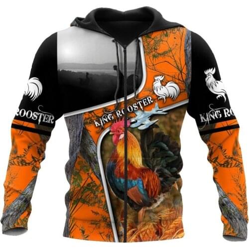 Beautiful King Rooster 3D All Over Printed Men Zip Hoodie Unisex Deluxe Sweatshirt Pullover Casual Jacket Tracksuit DW0815
