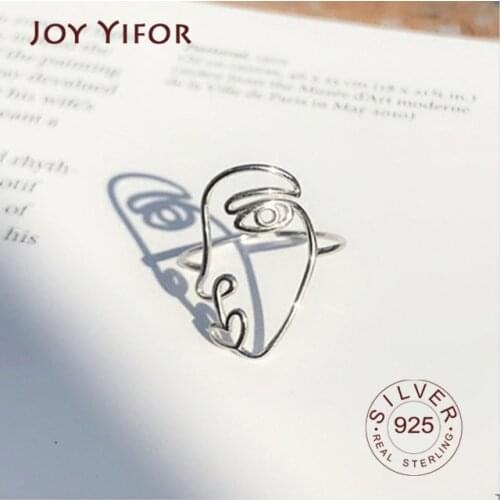 New cute funny large face Anel Masculino Anel Authentic 100% Tibetan Silver Naughty Line Finger Ring For Women Jewelry Gift