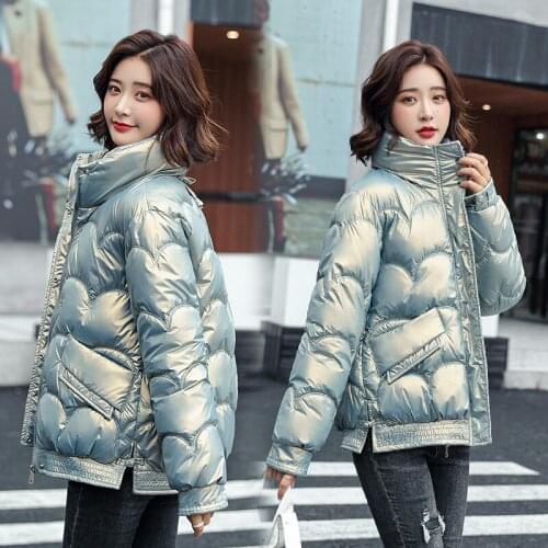 Down Cotton Padded Jacket Women 2021 Bright Face Wash Free Winter Short Cotton Padded Jacket Womens Jacket Korean Loose Coat