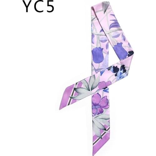 Fashion headband female tulip print luxury brand womens scarf narrow tie wrap ribbon lady long small silk scarf neckscarf JK29