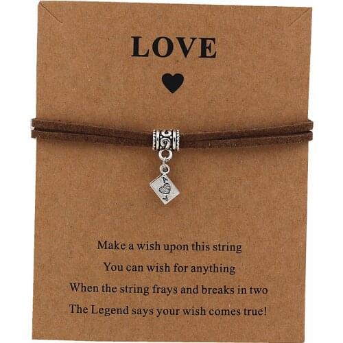 New 2019 Fashion Poker Charm Bracelet Men Handmade Punk womens Leather Wrap Friendship Bangle&Bracelet wish card Jewelry