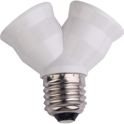 1PC White Color Fireproof Material Converter Socket Bulb To 2 Conversion E27 E27 Lamp Converter Base Light Holder R5F9