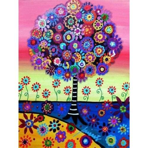 Landscape Abstract Tree DIY Embroidery Cross Stitch 11CT Kits Craft Needlework Set Printed Canvas Cotton Thread Wholesale