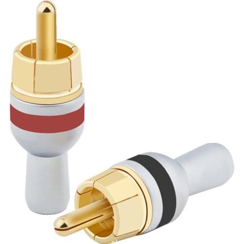 Speaker RCA Connector Male 5MM Tail Hole Soldering Audio Adapter Gold-Plated Copper RCA lotus Plug Acoustics For Home Amplifier