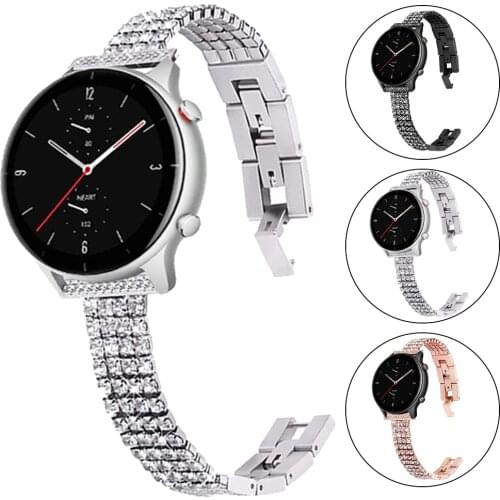 Womens Diamond Watchband for Huami Amazfit GTS 2/Bip Watch Wrist Strap for Amazfit GTR 2/2e Stratos Watch Band Bracele 20mm 22mm