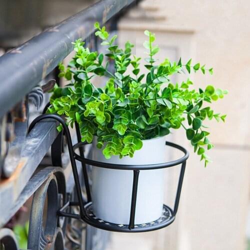 Garden Supplies Hanging Plant Iron Racks Balcony Round Flower Pot Rack Railing Fence Outdoor 1PCS