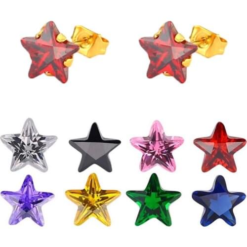 FairLadyHood Gold Color Stainless Steel Stud Earrings Star plated polished Stud Earrings For Women Jewelry Wholesale