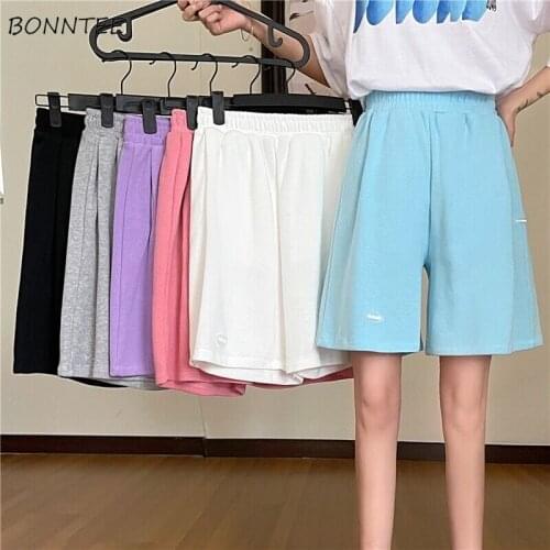 Simple Shorts Women Summer Fashion Soft Pockets All-match Vintage Students Leisure Daily Sweet High Waist Ulzzang Loose Fit New