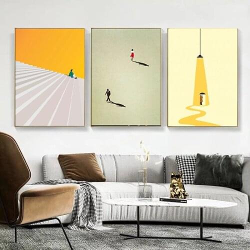 Nordic Figure Humorous Posture Wall Art Canvas Painting Prints Modern Wall Colorful Picture for Living Room Unique Poster Decor