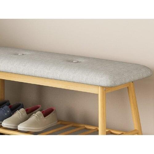 K-STAR Simple Modern Storage Creative Fabric Bamboo Multilayer Shoe Rack Living Room Furniture Home Solid Wood Foot Stool Bench