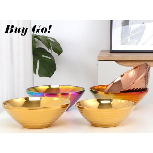 Heat Insulation Japanese Stainless Steel Ramen Instant Noodles Bowl Large Rice Soup Salad Bowl For Restaurant Kitchen Tableware