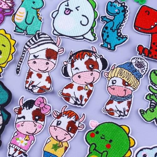 Cartoon Cow Embroidered Patches For Clothing Thermoadhesive Patches On Clothes Embroidery Patch Clorhing Stickers On Clothes DIY