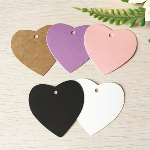 Trendy Heart Shape Hang Tag Lovely Colorful Candy Garments Package Show Labels Mark Kraft Paper Hang Tags 5.6x5.5cm 50Pcs/Lot