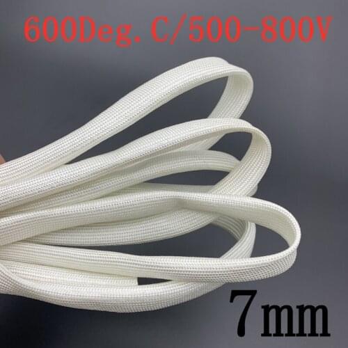 Dia 7m Fiberglass Tube HTG Cable Sleeve Soft Chemical Fiber Glass Wire Wrap Protector Insulation High Temperature Pipe 600Deg