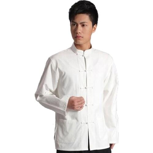 Umorden Long Sleeve Cotton Traditional Chinese Clothes Tang Suit Top Men Kung Fu Tai Chi Uniform Shirt Blouse Coat for Men