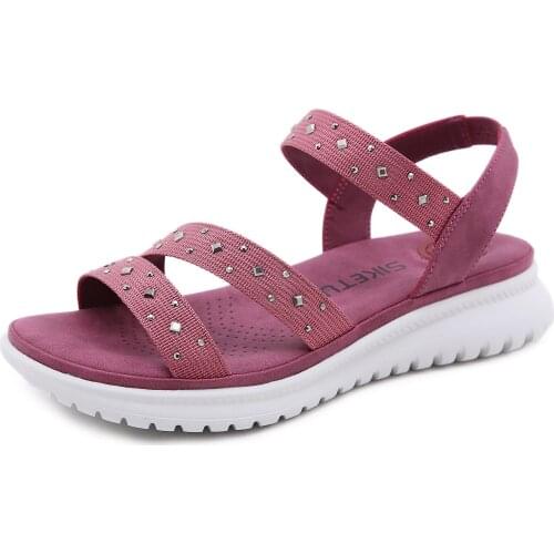 Bohemian Style Women Simple Lightweight Sandals Female Sports Slope with Rhinestone Big Size Platform Sandals Woman Summer Shoes