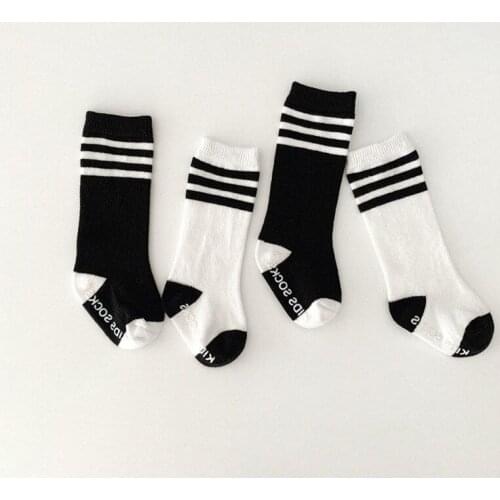 Spring Autumn Winter Soft Cotton Baby Girls Socks Newborn Black White Striped Baby Socks Infant Boy Socks Anti Slip Floor Sock