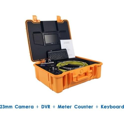 WOPSON Drain Pipe Inspection Endoscope System WIth 23mm Camera Head DVR Meter Counter Keyboard ABS Case 7" Monitor 20/30M Cable