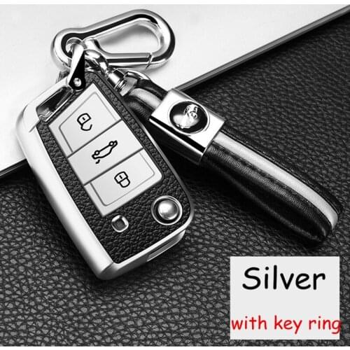 Car Key Protector Shell Jacket with Keyring for VW Volkswagen Skoda Golf 7 GTI 7 Golf R R20 Passat Tiguan Touran Jetta MK1-MK6