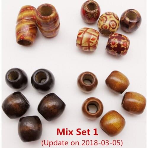 17Pcs/Lot African Wooden mix Crochet Braid hair Dread Dreadlock Beads Tube Ring Cuffs Clip For Extension Accessories