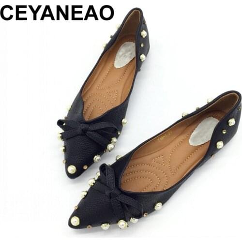 CEYANEAO Brand Autumn Fashion Brand Women Flats Shoes Slip On Rivet Woman Single Shoes Driving Footwear Zapatos Mujer Plus Size
