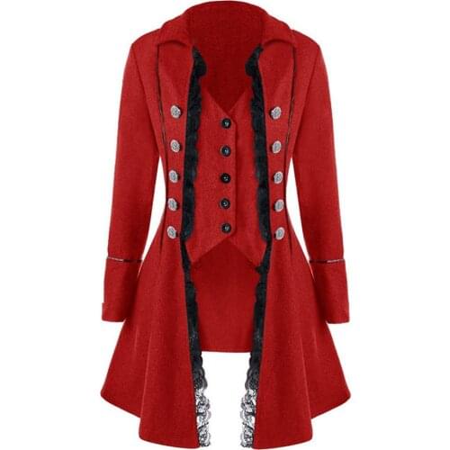 Women Chirstmas Costumes Vintage Suit Jacket Long Vintage Steampunk Retro Tailcoat Button Breasted Gothic Victorian Frock Coat