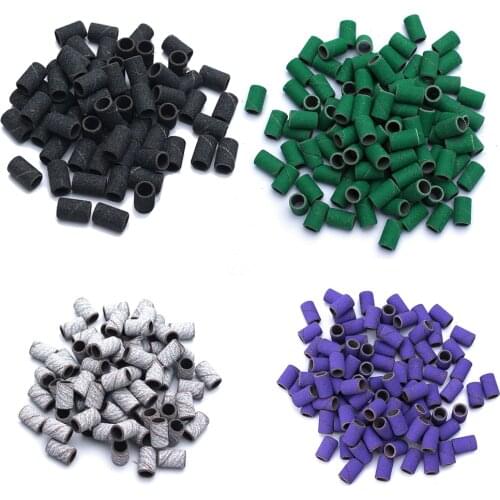 100pcs Purple Electric Nail Machine Nail Drill Bits 80# 120# 180# Nail Art Sanding Bands Gel Polish Remover Tool Accessory