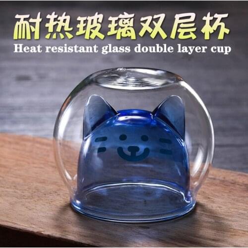140 ml double coffee cup high borosilicate glass cold drink cup hot drink cup cute bear glassMilk glass, milk tea glass